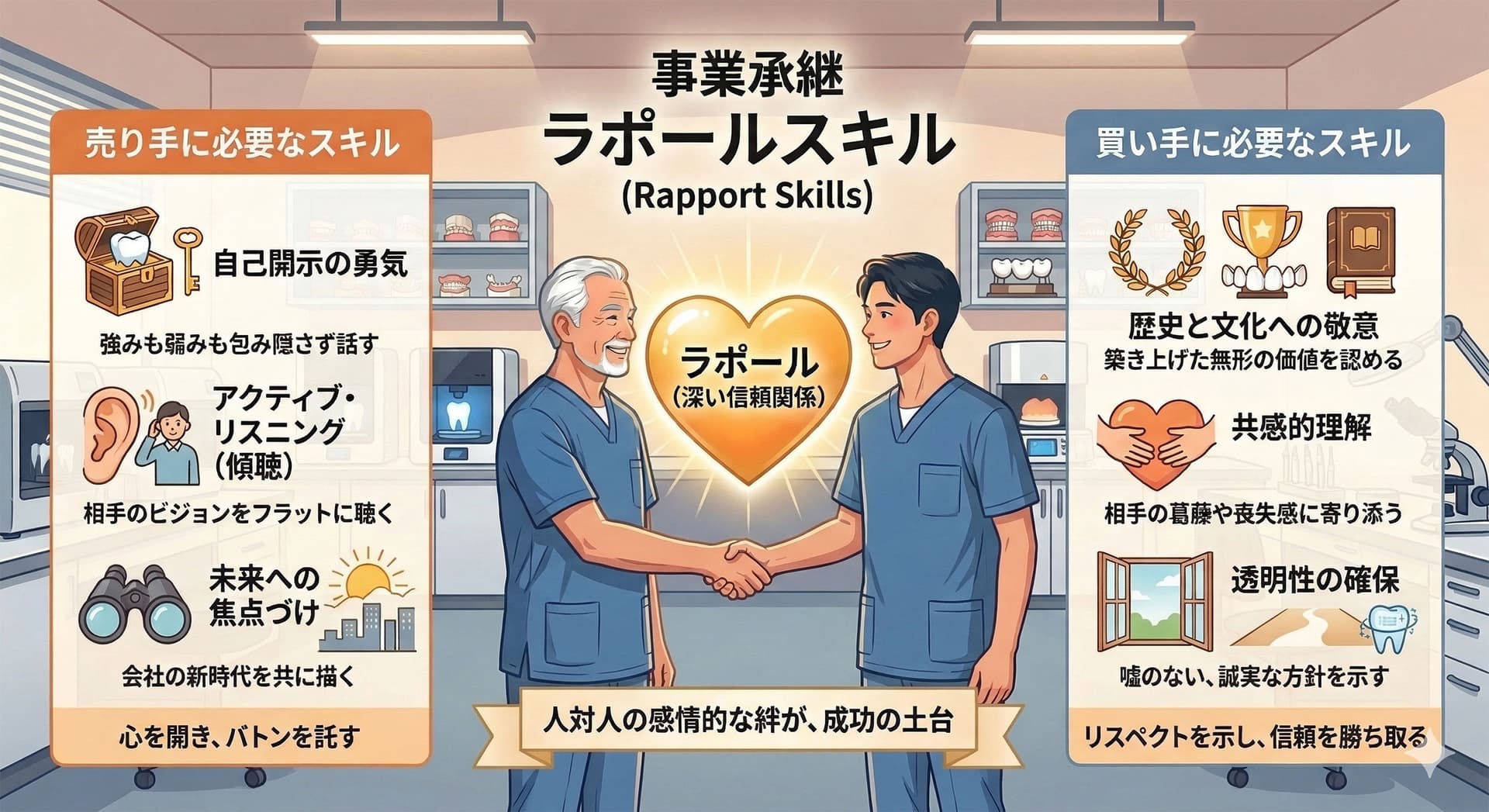 事業承継におけるラポール（信頼関係）構築のイメージ